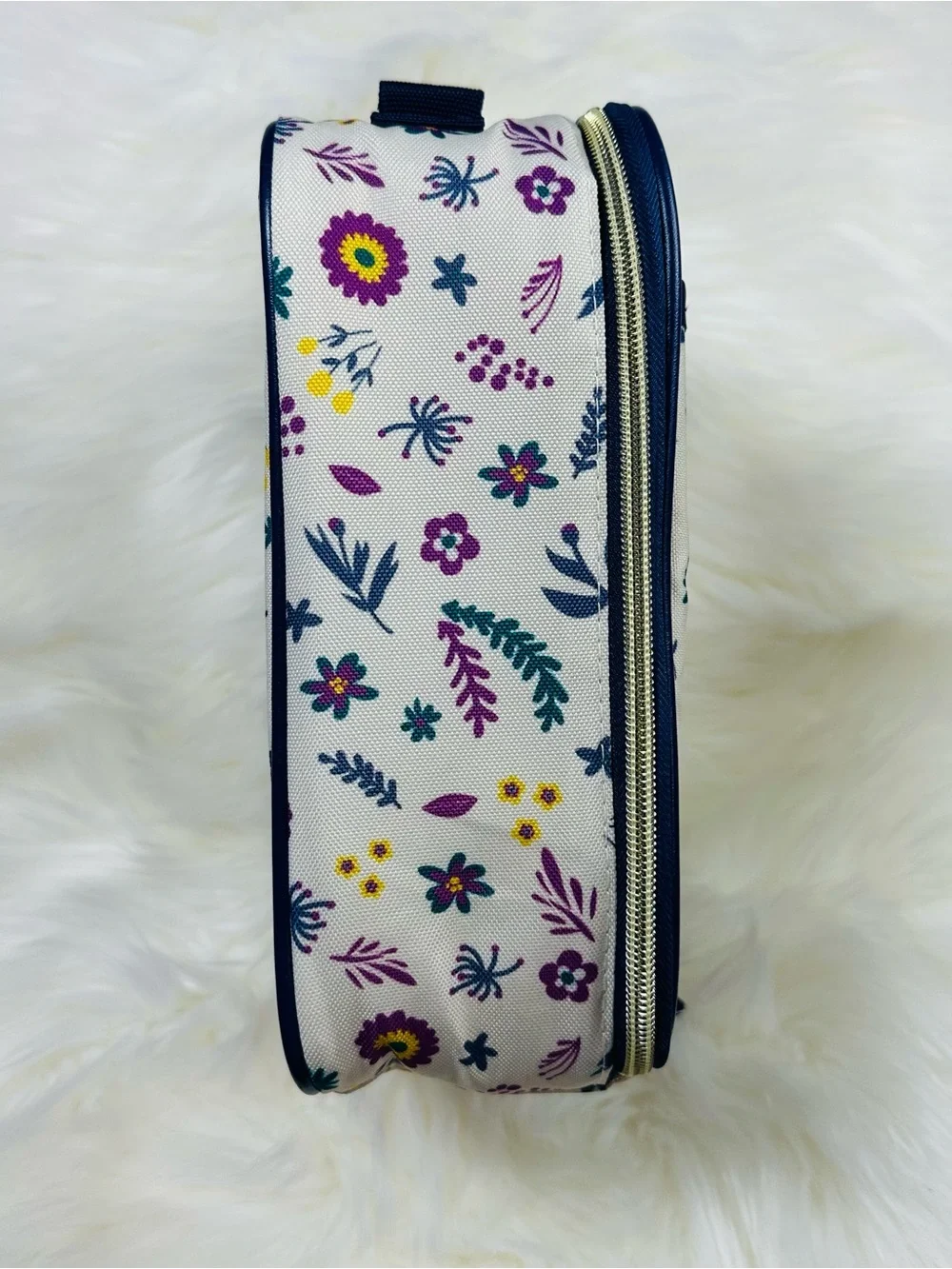 Floral Insulated Lunch Bag - Navy Trim